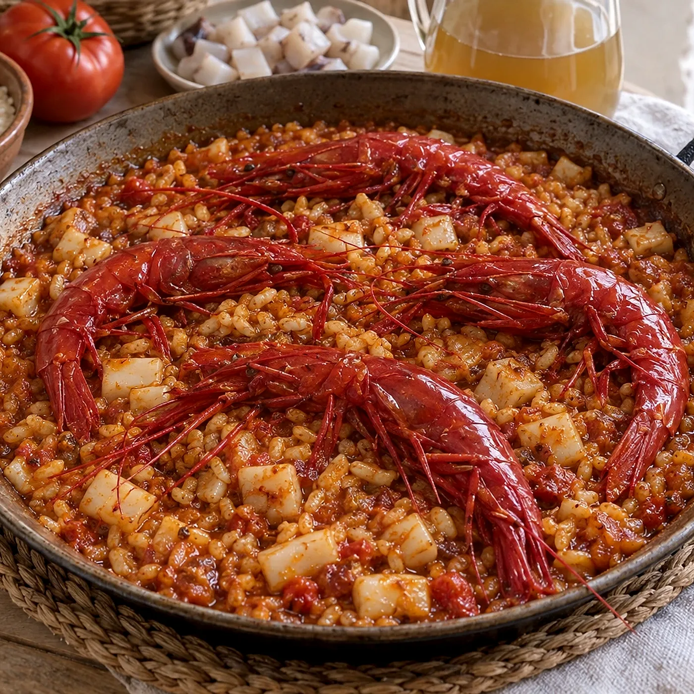 Arroz marinero con carabineros de Huelva