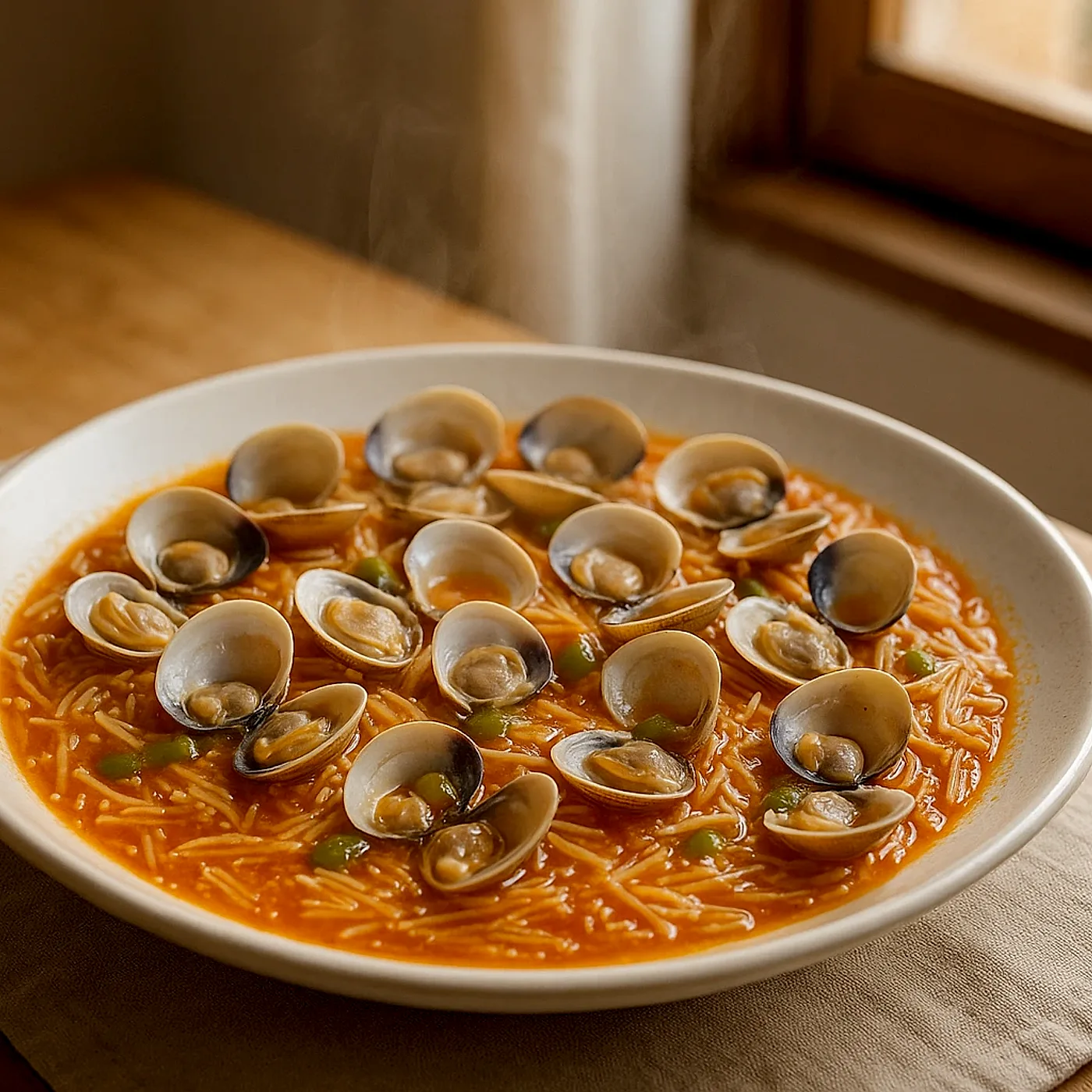 Fideos con almeja fina de Huelva, guiso marinero del Golfo de Cádiz