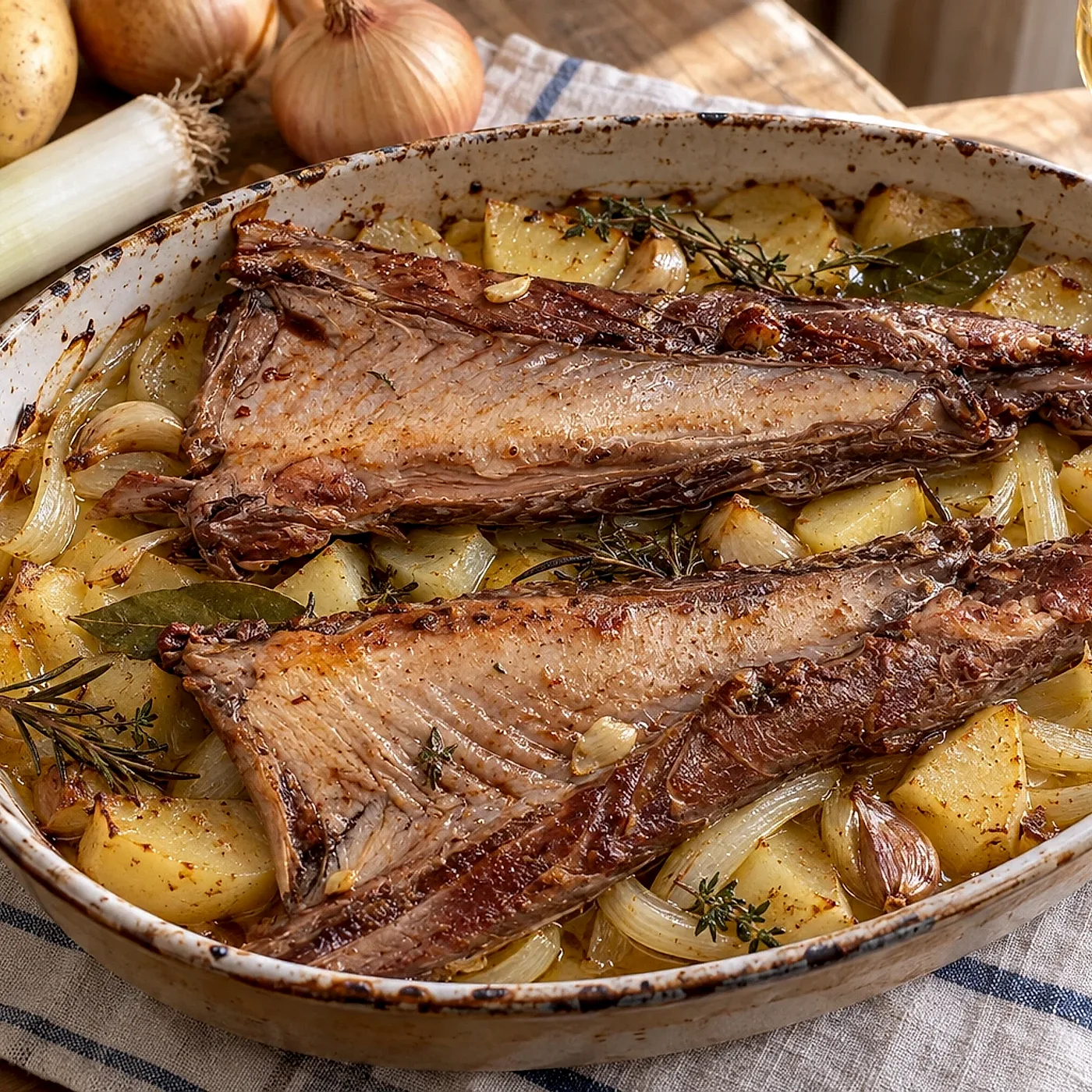 Ventresca de atún al horno con patatas