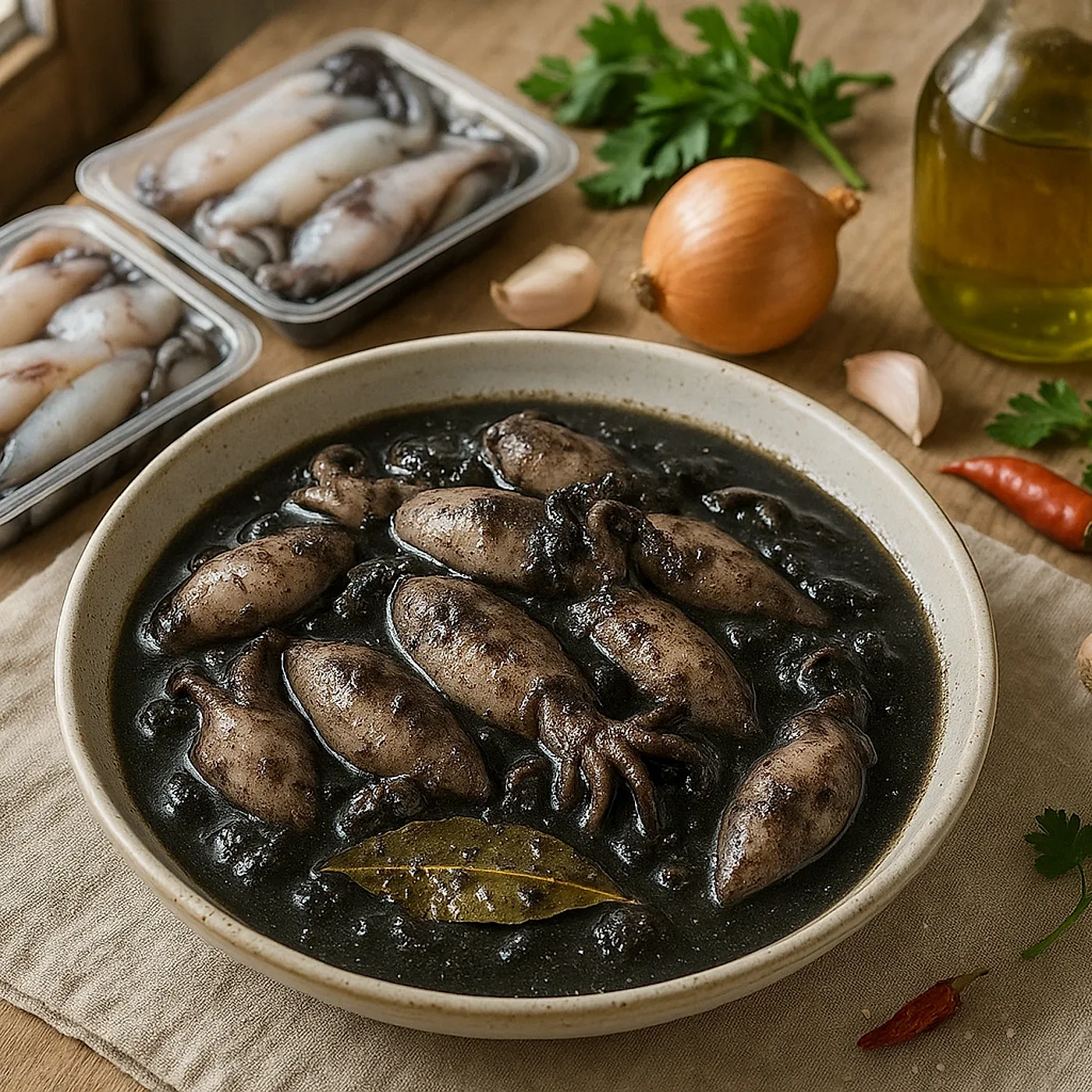 Chipirones de Huelva en su tinta, al estilo marinero del Golfo de Cádiz 🦑